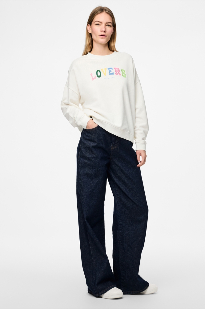 PCTOVE LS SWEAT BC 17157445 CLOUD DANCER/COLORFUL LOVERS